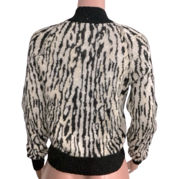 Free People Zebra Print Sweater Wool Blend Leave Me Wild Mock Neck Size XS - Picture 6 of 11